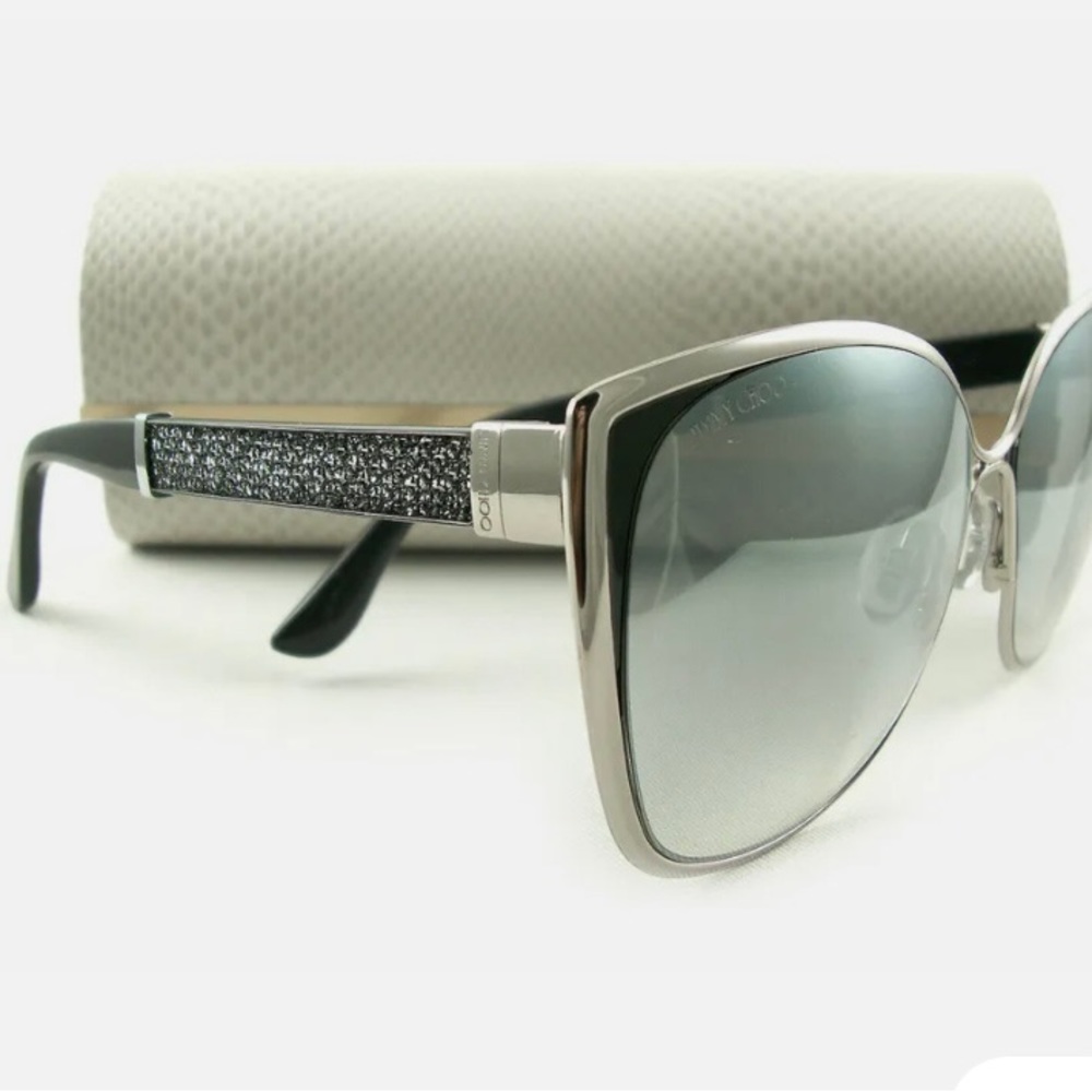Jimmy Choo MATTY/S MATY 1BOFU Silver Black Gray Mirrored Lens